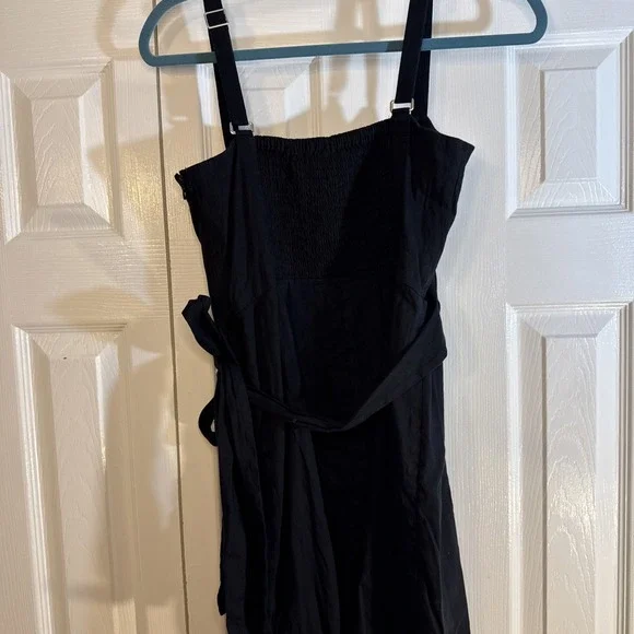 Gianni‎ Bini Women's 4 Dress Wrap Linen Blend Belt Spaghetti Straps Black EUC - Picture 5 of 8